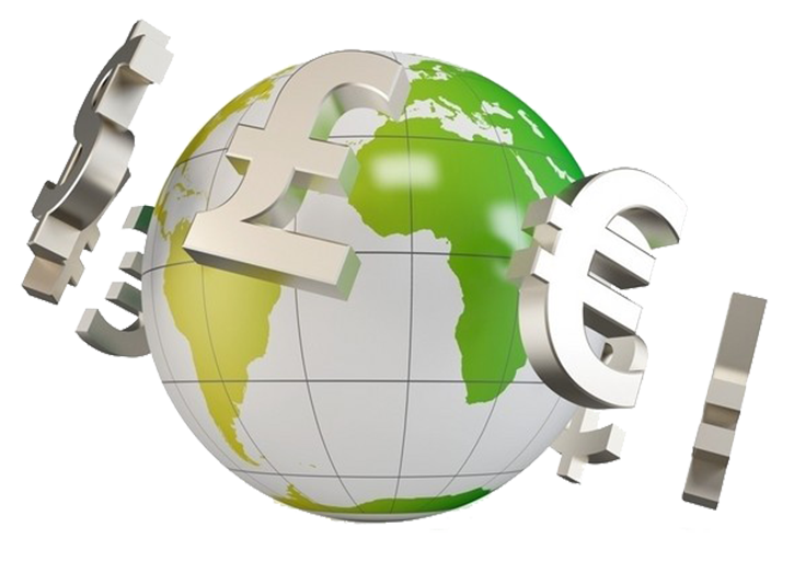 Global currencies surrounding the world, symbolizing forex and international trading